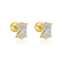 wholesale S925 Sterling Silver Wholesale-E4770-Gold/Pair 925 Silver