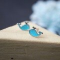 wholesale S925 Sterling Silver Maker's Handmade Enamel Colored Whale Stud Earrings, Minimalist Niche Design Cool Gift for Women-0-3