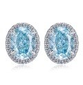 wholesale 925 Sterling Silver New 6*8mm Aquamarine Zircon Stud Earrings for Cross-Border Hot Sales and Distribution by Mujing Jewelry-0-5