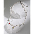 wholesale S925 Sterling Silver Original Light Luxury Niche Design Versatile Colored Zircon Sweet and Cool Pearl Collarbone Necklace for Women-0-1