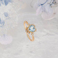 wholesale S925 silver plated with 14k gold, French light luxury style sky blue topaz heart-shaped ring by Dunli Jewelry Factory-0-3