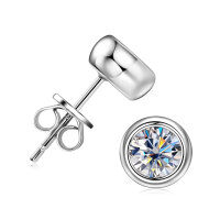 S925 Silver 1ct Moissanite Geometric Octagon Stud Earrings-Bubble earrings [White Gold] 0.5 carat  925 silver