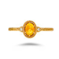 wholesale S925 Sterling Silver Gold-Plated Vintage Oval Amber Branch Carved Zircon Ring-0-4