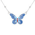 wholesale S925 Sterling Silver Splice Bead Resin Enamel Colorful Butterfly Necklace, Fresh and Sweet Collarbone Chain for Women-0-4