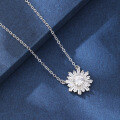 wholesale S925 Sterling Silver Sunflower Necklace for Women, Light Luxury Fashion Small and Exquisite Diamond-Inlaid Snowflake Pendant Collarbone Chain Valentine's Day Gift-0-3
