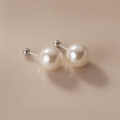 wholesale S925 Sterling Silver Synthetic Pearl Spiral Ear Studs Ins Style Design Sense Elegant Ear Jewelry for Women M03467-0-2