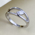 wholesale S925 Silver New Simple and Elegant Point Diamond Double Row Ring for Women,-0-2