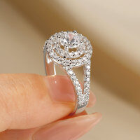 Zirconium Crossed Arms Light Luxury Cocktail Ring, Xiaohongshu Style-Luxury micro-paved diamond ring [K white]  US size 7