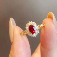 wholesale 925 Silver Zhuo Zhifan New 5*7mm Oval Pigeon Blood Red Ring for Women,-R596 Pigeon Blood Red No. 5