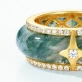 wholesale S925 Sterling Silver Natural Green Moss Agate Ring Women's Fashion Trendy Advanced Wholesale Customization-0-3