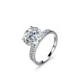 S925 Silver Four-Claw 5ct Moissanite Double Row Egg Solitaire Wedding Ring-0-3
