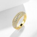 wholesale 18k Gold Plated S925 Silver Minimalist Full Diamond Half Circle Moissanite Row Ring for Women, Vintage Old Money Style-0-1