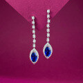wholesale S925 Sterling Silver 5*10 Marquise Blue Gemstone Earrings,-0-3