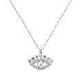 wholesale 925 Sterling Silver Cross-Border European and American Women's Evil Eye Necklace with Colored Zirconia Pendant, Small and Exquisite Luxury Fashion Versatile Neck Accessory-0-4