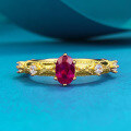 wholesale S925 Silver Gold-Plated Oval 4*6 Egg-Shaped Ruby Ring for Women, French Style Daily Versatile Live Stream-0-0