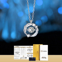 Sterling Silver 50-Point Moissanite Feather Pendant Necklace-【D-color Moissanite】5mm "You Are My Companion" Necklace  925 Silver
