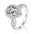 wholesale S925 Sterling Silver Discounted Teardrop High Carbon Diamond Ring, Elegant Retro Light Luxury High-end Cross-border European and American Band-0-3