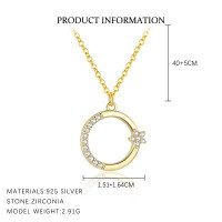 wholesale S925 Sterling Silver Sunflower Fashion Zircon Necklace For Women, Cross Pendant-A4022-Gold 925 Silver