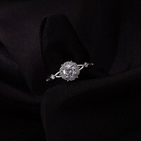 925 Silver Moissanite 0.5ct Ring with Royal Lace Design, Fashionable Light Luxury Style.-S925 sterling silver + 50% moissanite  Adjustable opening