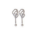 wholesale Metal material European and American style personalized temperament non-pierced ear clips niche design ins style freshwater pearl tassel ear drops women's ear accessories-0-4