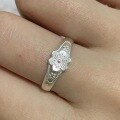wholesale S925 Sterling Silver Vintage Chinese Floral Pattern Ring for Women, Small and Unique Design with Old-fashioned Plum Blossom Twisted Open Band-0-2