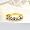 14K Gold Plated S925 Sterling Silver Moissanite Five-Star Seven-Star Row Ring-0-0