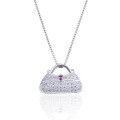 wholesale S925 silver with diamond zirconia creative and unique small chic style bag pendant women Korean version fashionable elegant necklace accessory-0-4