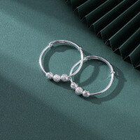 wholesale S990 Silver Baby Bracelet, Full Silver Sliding Bangle, Beaded Pattern Bracelet Jewelry Factory Wholesale-A pair of baby bracelets