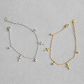 wholesale S925 Sterling Silver Korean-style Versatile Cross Zircon Pendant Tassel Bracelet Chain Jewelry for Women-0-0