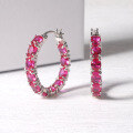 wholesale S925 Sterling Silver Fashionable and Unique Zircon Cultured Ruby Sapphire Earrings European and American Style Internet Celebrity Hoop Earrings-0-3