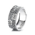 wholesale S925 Sterling Silver Vintage Wide Band Ring with Intricate Floral Engraving and Palace Style Carved Patterns for Index Finger-0-4