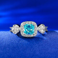 wholesale S925 Sterling Silver 5*5mm Round Cushion Cut Paraiba Stone Fashionable Luxe-Set Ring for Women-0-0
