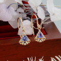 wholesale S925 Silver Plated 14K Gold Japanese Light Luxury Style Autumn New Natural Stone Earrings-0-3