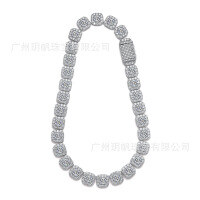 wholesale 925 Sterling Silver Cross-Border Europe and America Hip Hop Icy Moissanite Men's 2ct Main Stone Necklace Hip Hop Jewelry Wholesale-8.0MM main stone zircon platinum 45CM 925 silver