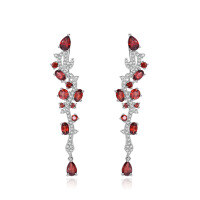 wholesale 925 Sterling Silver Original Design Small Gemstone Earrings with Natural Topaz, Garnet, Green Agate, and Amethyst-Natural garnet earrings