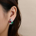 wholesale S925 Sterling Silver New Enzela Simulated Emerald Zircon Stud Earrings for Women Wholesale Factory-0-1