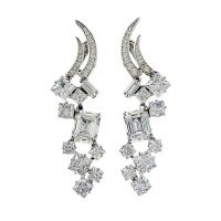 wholesale S925 Sterling Silver Fashion Banquet Earrings 8*10mm Rectangle High-Carbon Diamond Luxury Earrings Live Streaming Hot Sale-E538 white 925 silver
