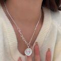 wholesale S925 Sterling Silver Queen Round Pendant Link Necklace, Spring and Summer New Arrival, Versatile High-End Sense Sweater Chain-0-0