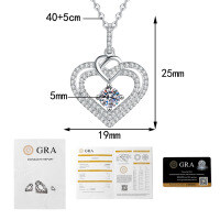 S925 Sterling Silver Moissanite Luxury Heart Necklace Pendant Wholesale-50-point Moissanite  925 Silver