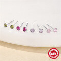 wholesale S925 Sterling Silver small elegant colorful diamond stud earrings for daily wear and ear care-0-2
