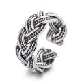 wholesale S925 Sterling Silver Retro Twist Rope Hand-Woven Adjustable Ring Fashion Minimalist Style Band-0-4