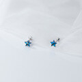 wholesale S925 Sterling Silver Small Fresh and Simple Temperament Blue Diamond Five-Pointed Star Threaded Light Bead Ear Accessories G9910-0-1
