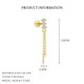 wholesale S925 Sterling Silver Tassel Zircon Flat Back Earrings for Women, French Style Trendy Luxury High-End European and American Wholesale-0-17