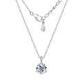 S925 Silver D Color Moissanite Three-Prong Single Stone Pendant Necklace-0-4