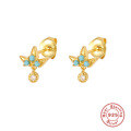 wholesale S925 Sterling Silver Geometric Floral Stud Earrings with Crystal Accents, Trendy and Versatile-0-12