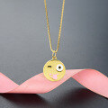 wholesale 925 Sterling Silver Playful Round Tongue Pendant Necklace for Women in Euro-American Fashion Drip Emoji Accessories Cross-Border Trade-0-0