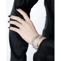 wholesale S925 Sterling Silver 101 Niche Original Minimalist Cool Tone Two-Tone Electroplated Irregular Foil Texture Women's Bracelet-0-3