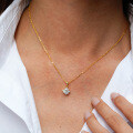 14K Gold Plated 925 Silver Moissanite Four-Claw Pendant Necklace-0-1