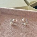 wholesale S925 Sterling Silver Exquisite and Dainty Mixed-Color Pearl Earrings with Diamond Accents, Elegant and Sweet Zircon Earrings-0-4