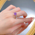 wholesale Metal Material: 925 Silver Live Stream Style Lavender Purple 8*8mm Goddess Pink Bud Gentle Ring-0-3